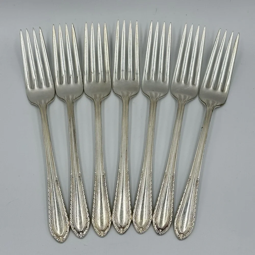 7 Place Dinner Forks International Silver Silver Plate 1937 Ladyship